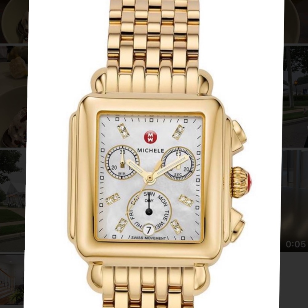 Michele Watch - Deco Yellow Gold Rectangular